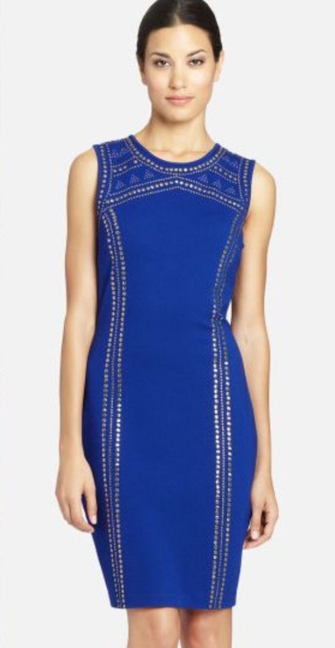 Cynthia Steffe Blue Studded Sleeveless Dress Size 2